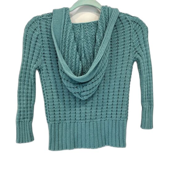 Aeropostale Cardigan Sweater Hooded Crochet Button Front Aqua Y2K Women sz XS - Picture 7 of 8
